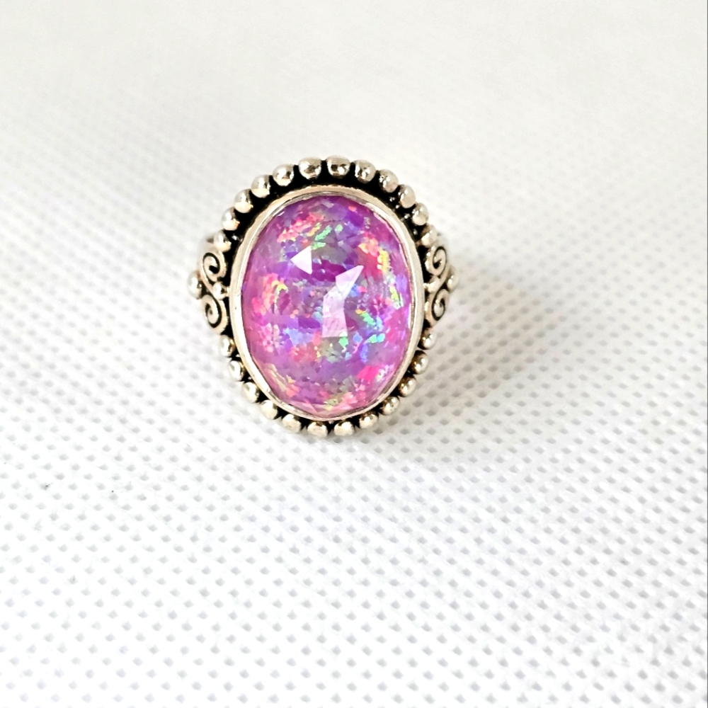 Vintage Sarda Pink Lotus Opal Quartz Ring Size 7!